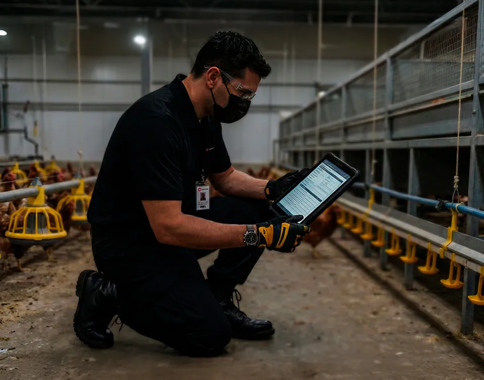 Ambiente agroindustrial com operação técnica de controle