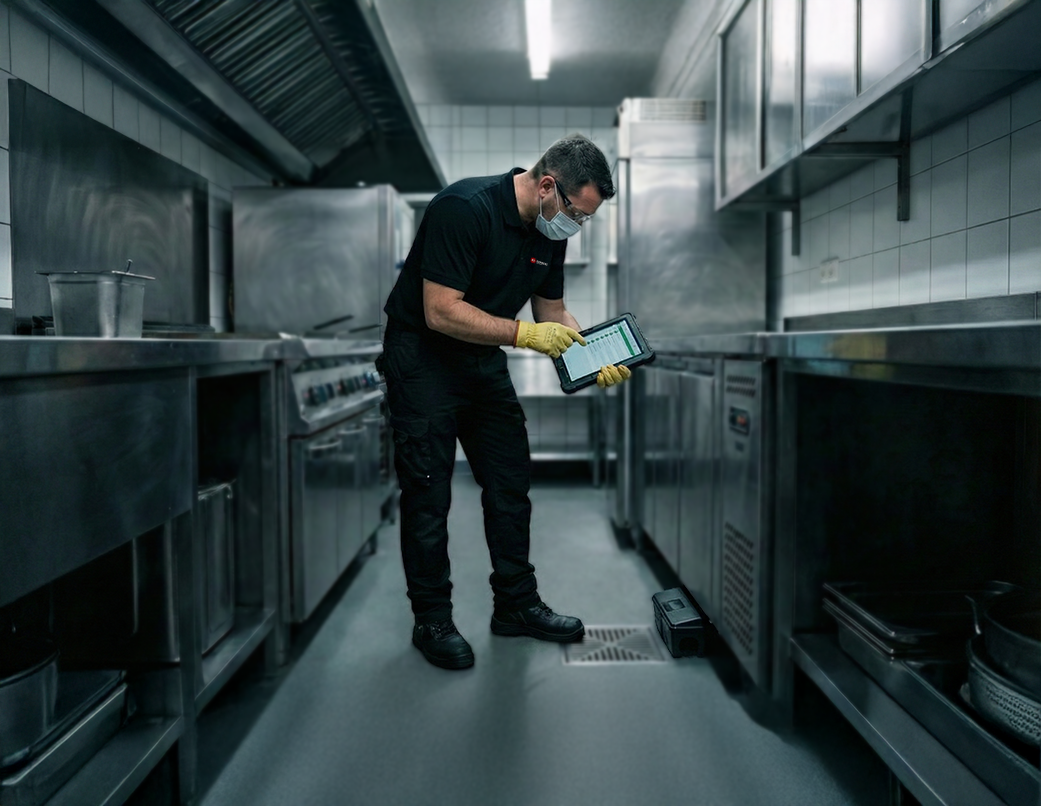 Técnico urbano inspecionando ambiente com checklist